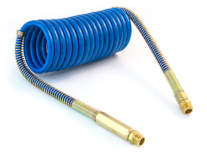 Coiled Air with Brass Handle, 15' (4.6m), Blue