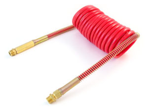 Coiled Air with Brass Handle, 15' (4.6m), Red
