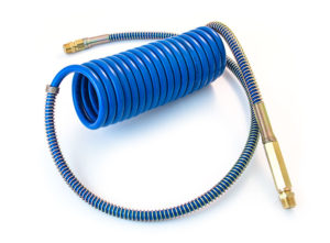 Coiled Air with Brass Handle, 15' (4.6m) with 40" (101.6cm) Lead, Blue