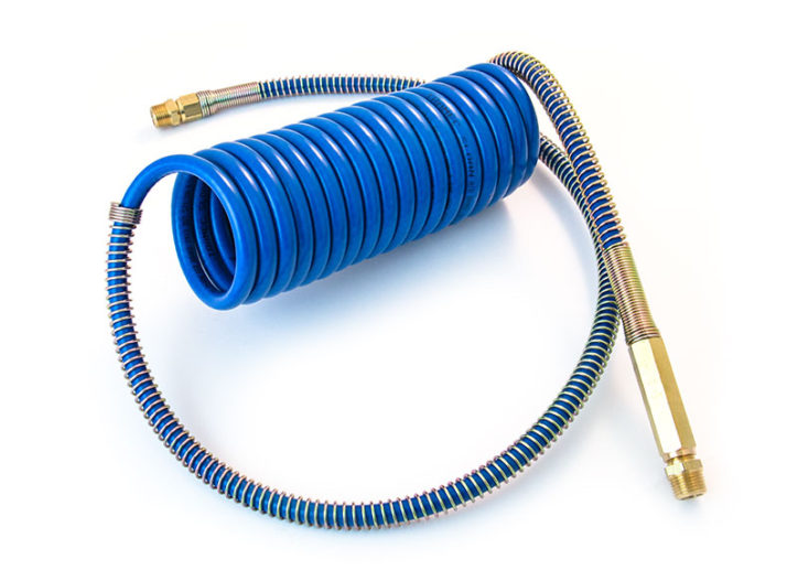 Coiled Air with Brass Handle, 15' (4.6m) with 40" (101.6cm) Lead, Blue