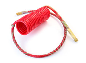 Coiled Air with Brass Handle, 15' (4.6m) with 40" (101.6cm) Lead, Red